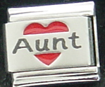 Aunt in red heart - laser 9mm Italian charm